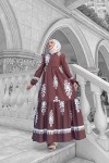 Viyona Desenli Elbise - Kahverengi